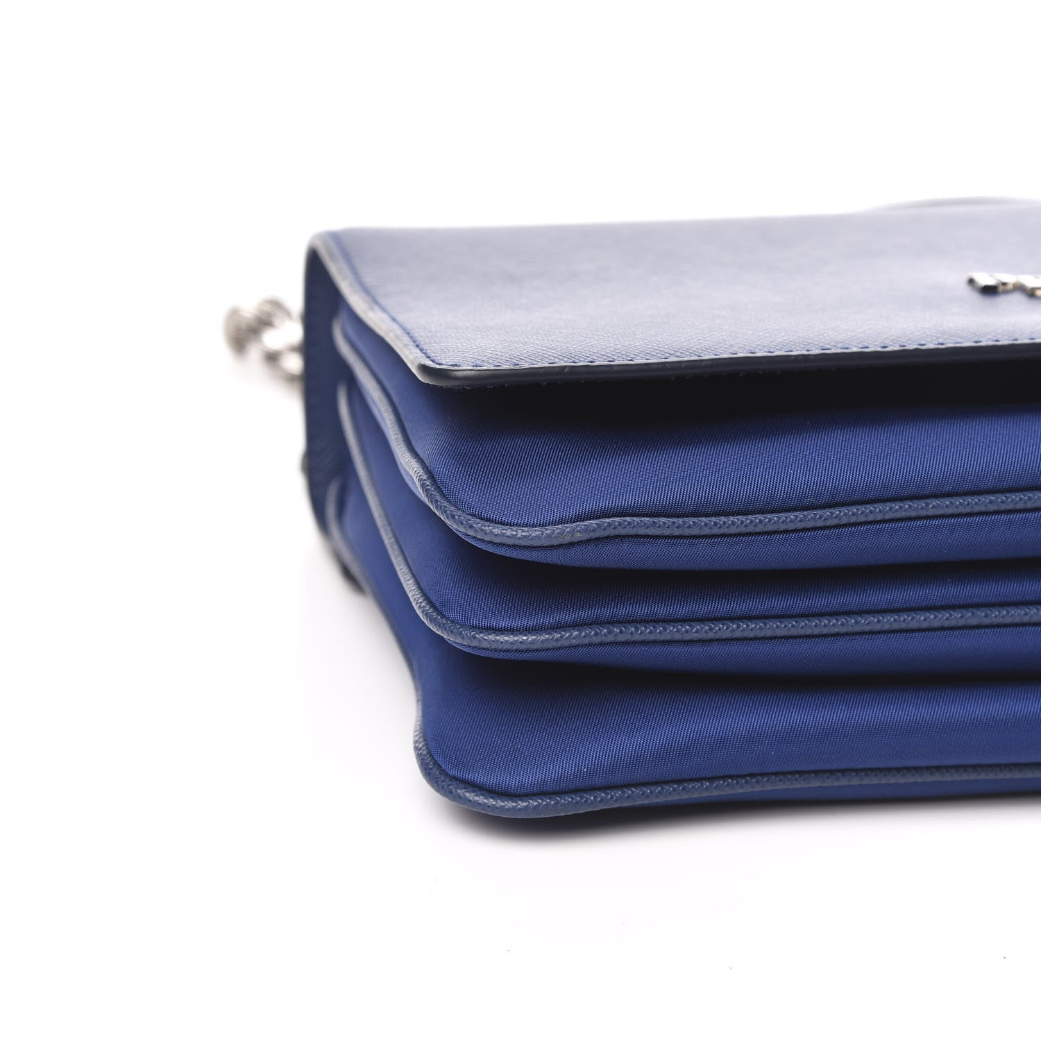 Prada Saffiano Tessuto Nylon Chain Shoulder Bag Bluette 8 of 10