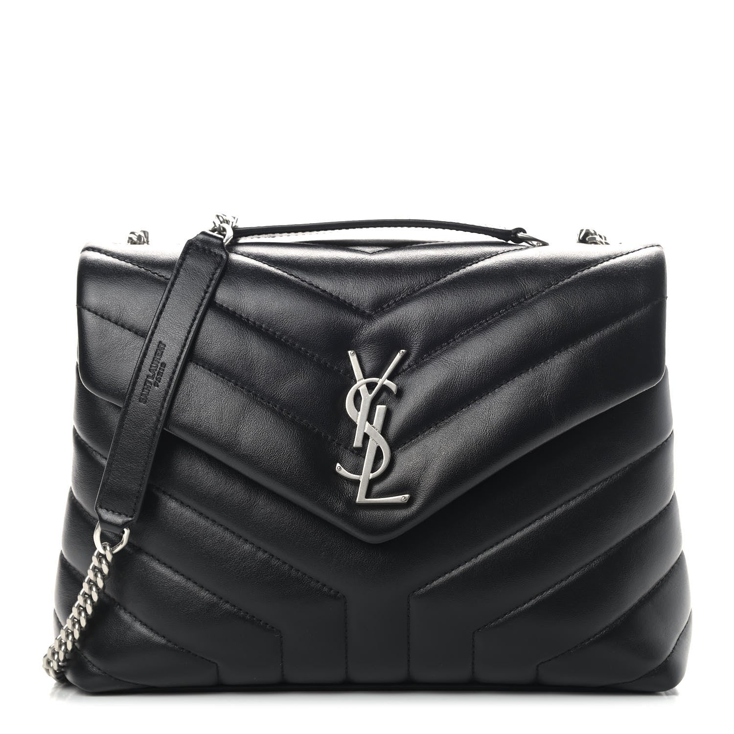 Saint Laurent Calfskin Y Quilted Monogram Small Loulou Chain Satchel Black 1 of 11