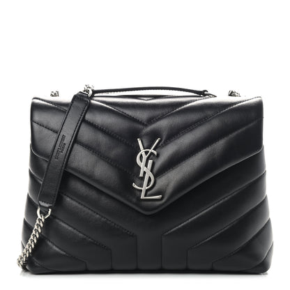 Saint Laurent Calfskin Y Quilted Monogram Small Loulou Chain Satchel Black 1 of 11