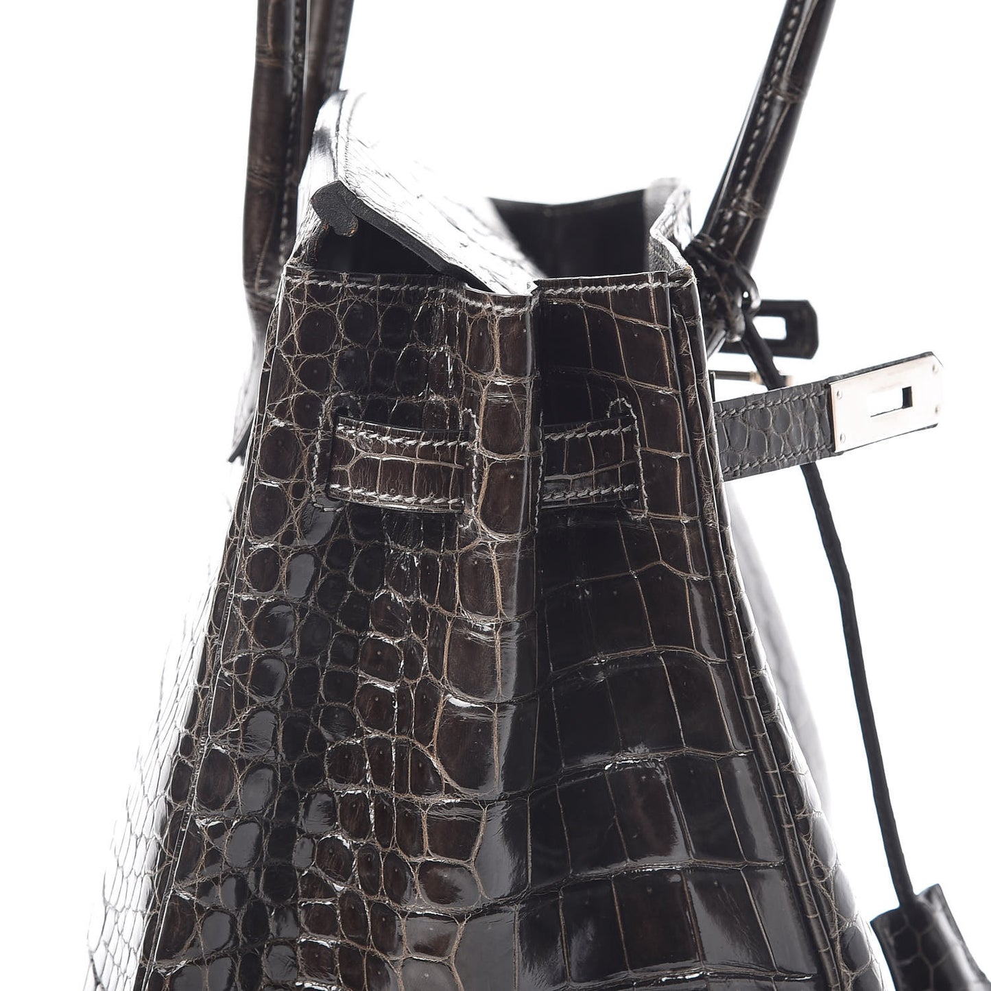 Shiny Porosus Crocodile Birkin 35 Graphite
