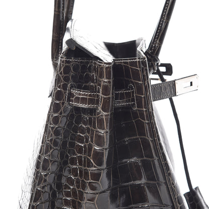 Hermes Shiny Porosus Crocodile Birkin 35 Graphite 17 of 38