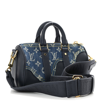 Louis Vuitton Taurillon Monogram Denim Drip Keepall XS Blue 3 of 9