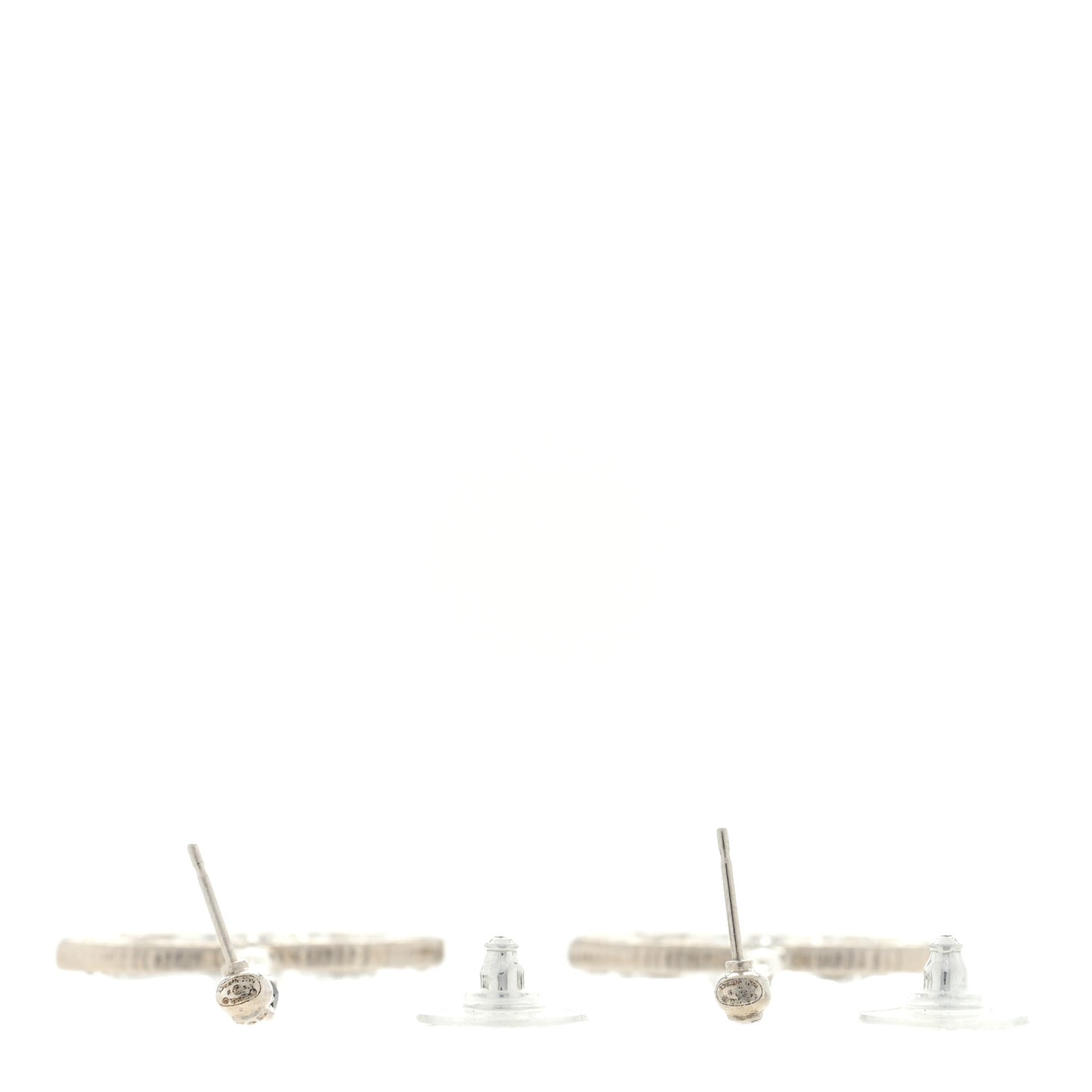 Pearl Crystal CC Tweed Drop Earrings Silver Blue Black