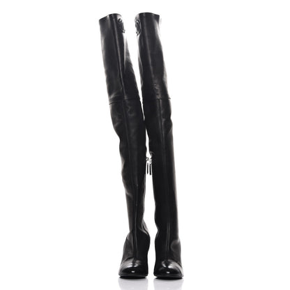 Chanel Lambskin Cap Toe High Boots 38.5 Black 2 of 9