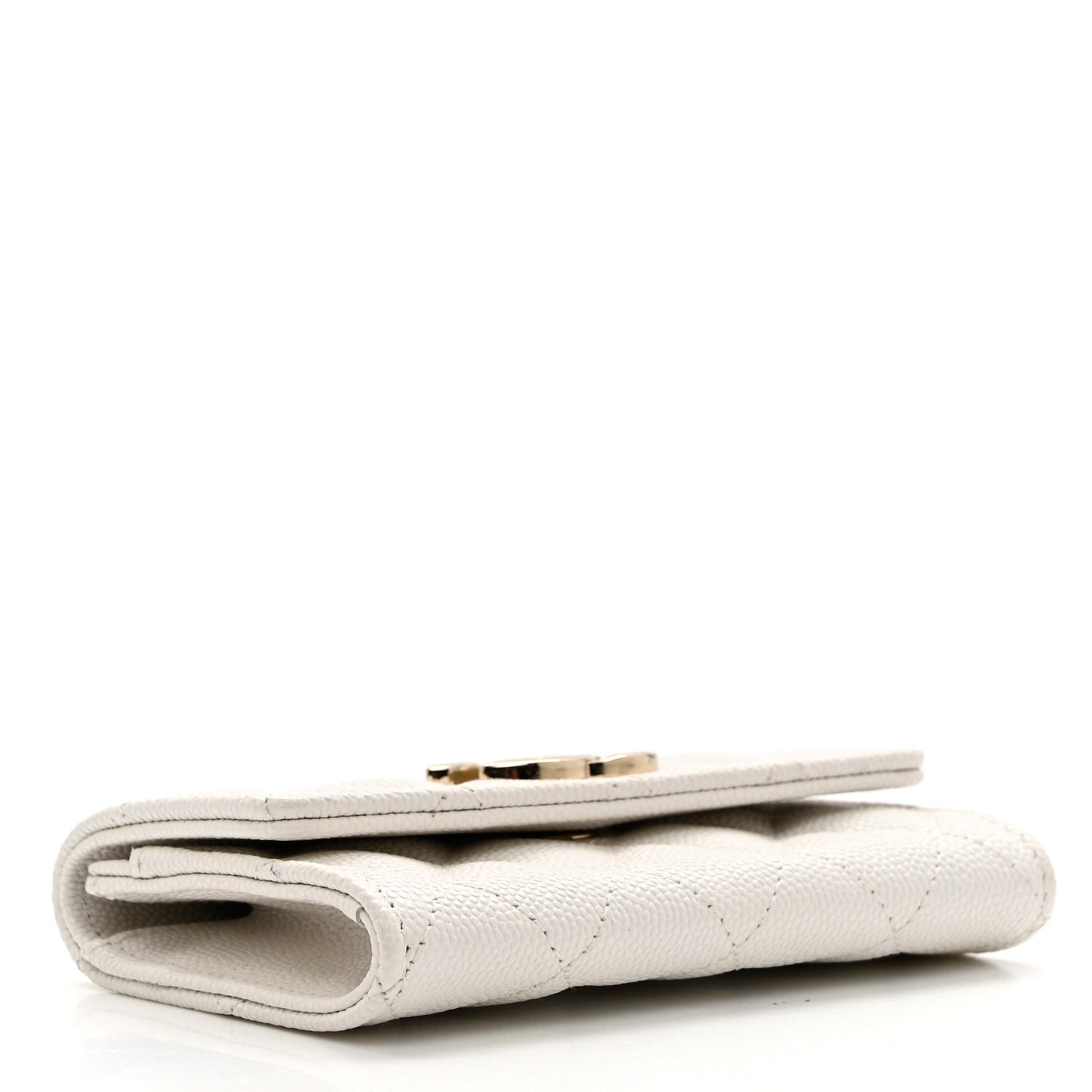 Caviar Quilted CC Flap Card Holder White