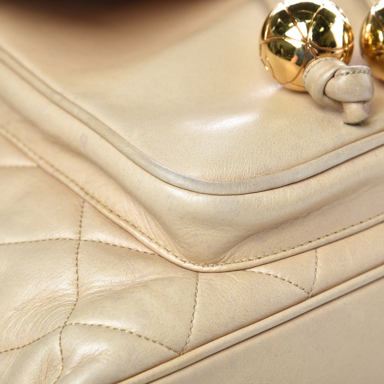 Chanel Lambskin Quilted Drawstring Backpack Beige 15 of 17