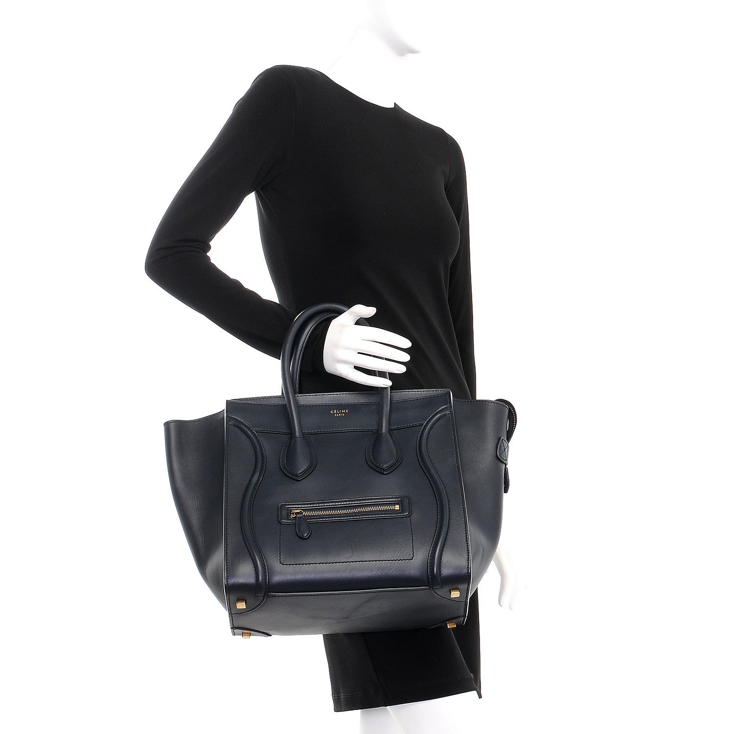 Celine Smooth Calfskin Mini Luggage Navy Blue 2 of 10