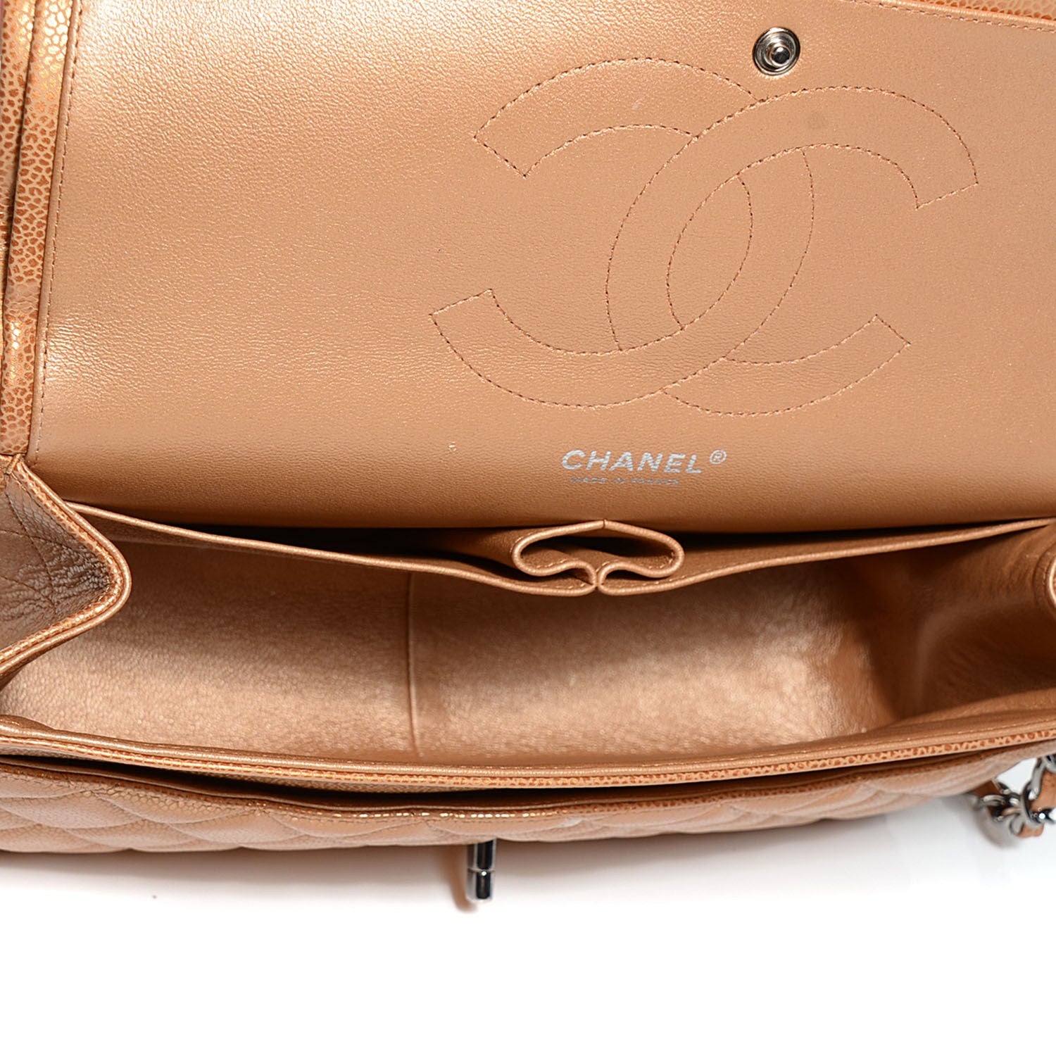 Chanel Metallic Caviar Quilted Jumbo Double Flap Copper 6 of 9