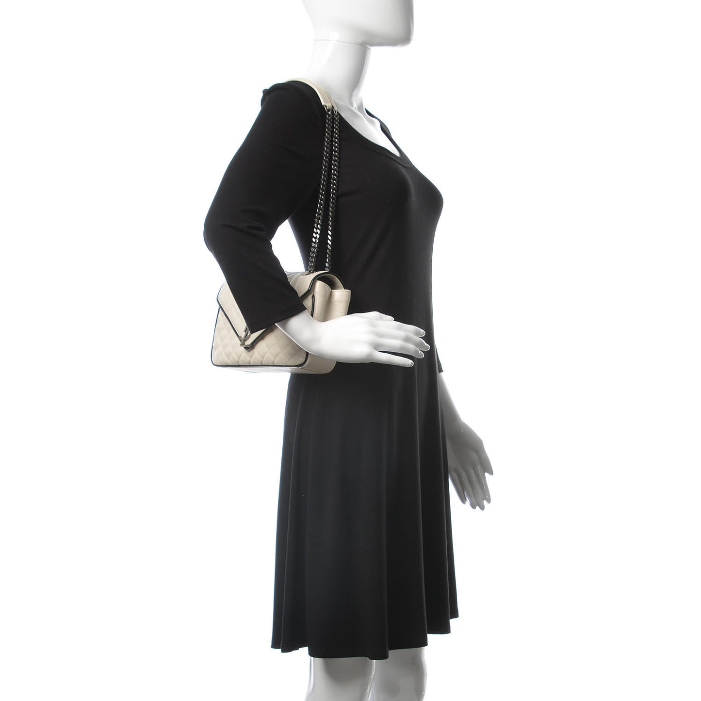 Sheepskin Tri-Quilt Monogram Medium Soft Envelope Bag White Black