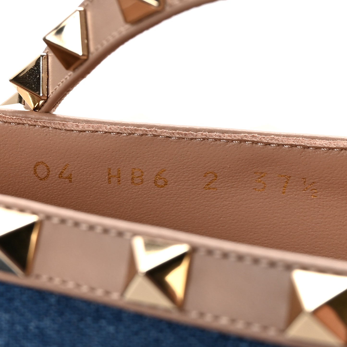 Denim Rockstud Bow Ankle Strap Ballerina Flats 37.5 Blue Rose Cannelle