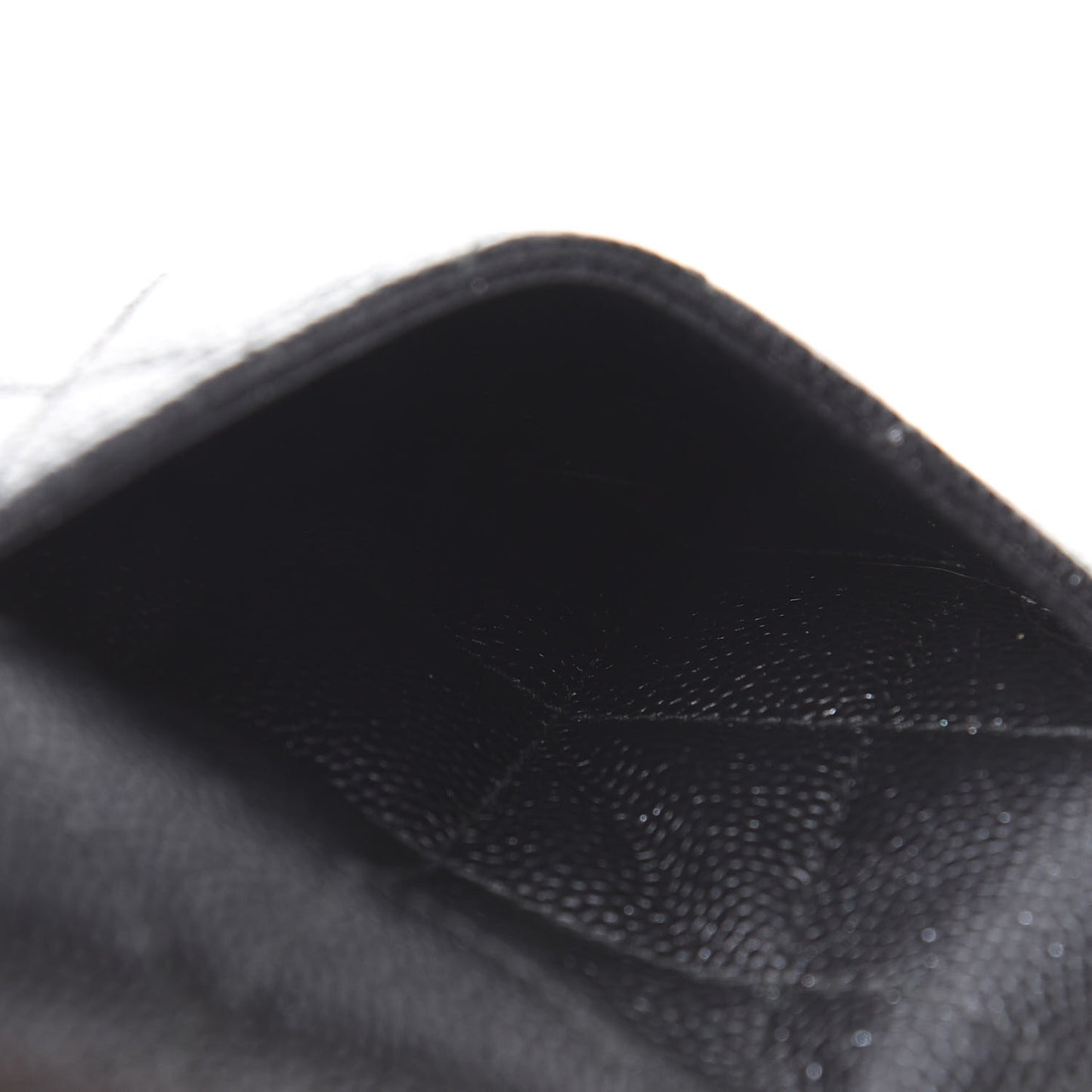 Iridescent Caviar Quilted Flap Card Holder Wallet Black