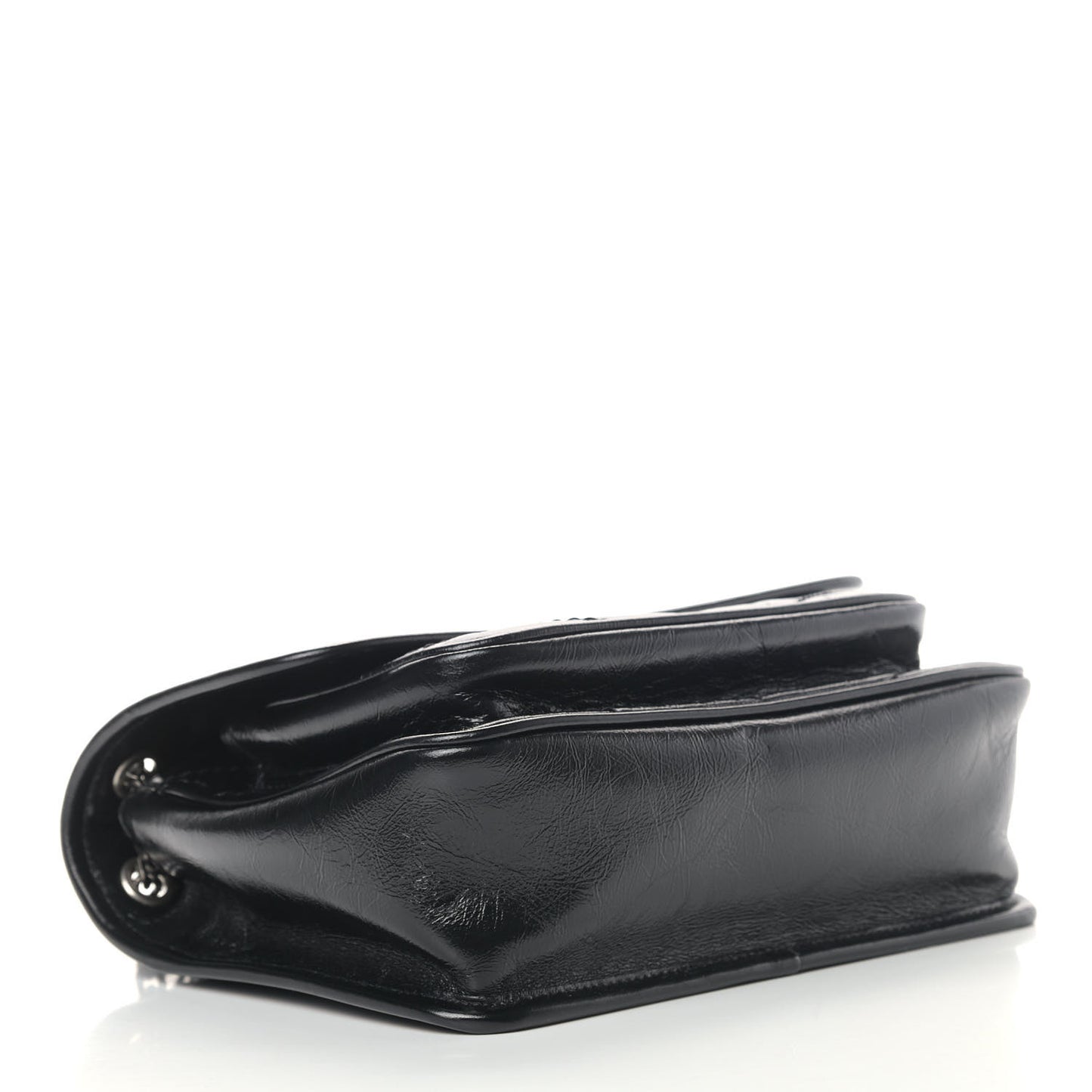 Crinkled Calfskin Matelasse Monogram Baby Niki Chain Satchel Black