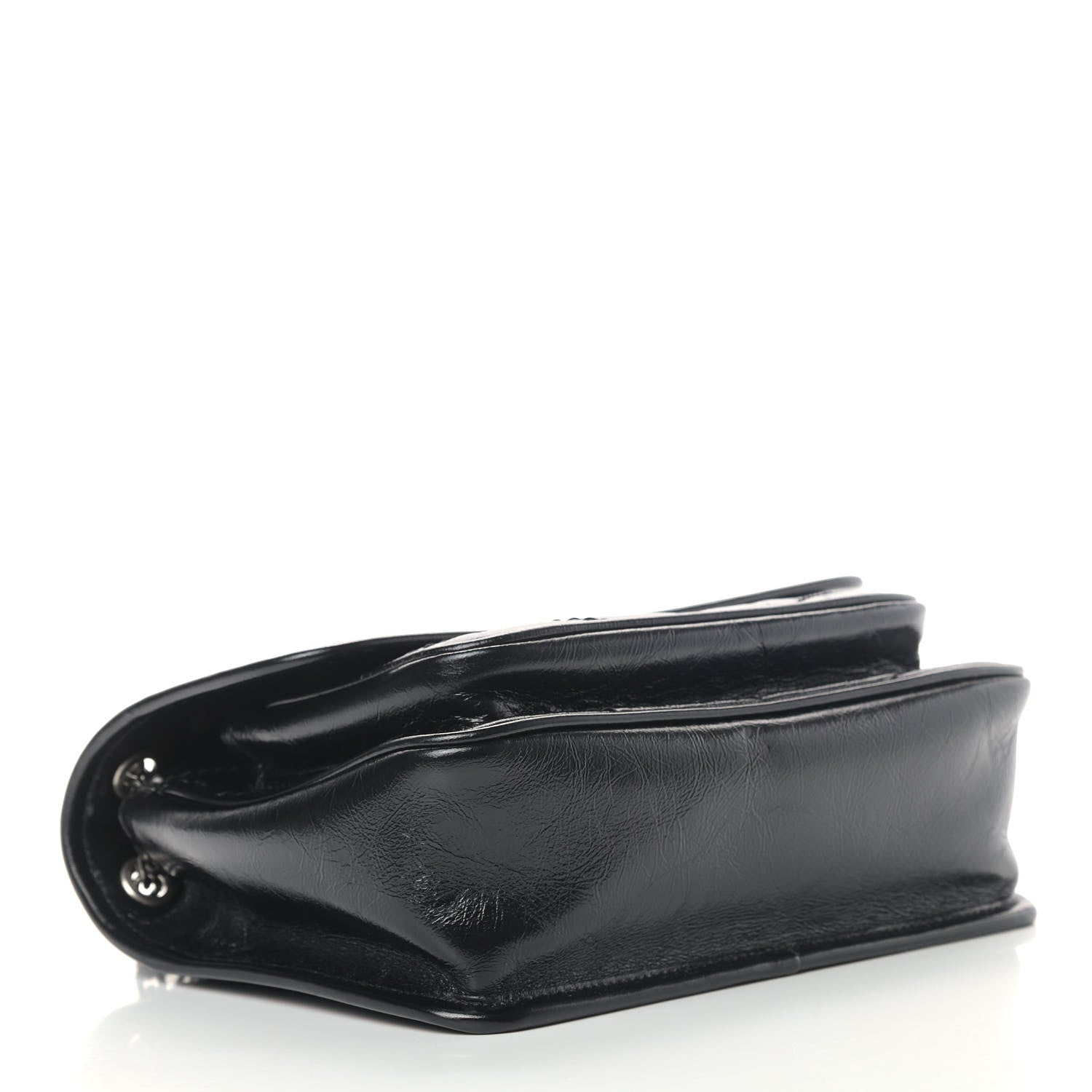Saint Laurent Crinkled Calfskin Matelasse Monogram Baby Niki Chain Satchel Black 3 of 8
