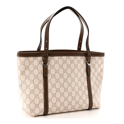 Gucci GG Supreme Monogram Calfskin Small Nice Tote New Mystic White Beige Brown 3 of 10