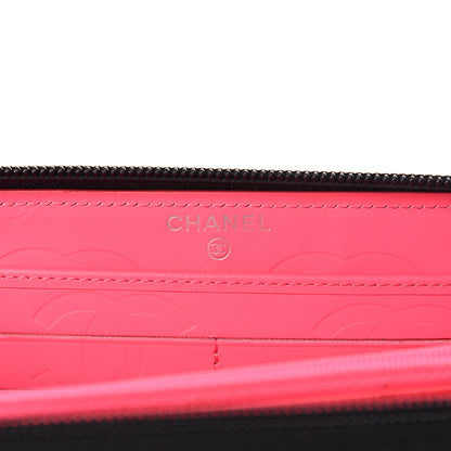 Chanel Calfskin Quilted Cambon Large Gusset Zip Around Wallet Black Silver 6 of 8