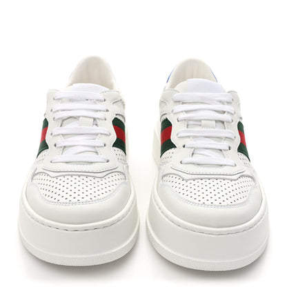 Gucci Calfskin Web Perforated Womens Platform 55mm Sneakers 37.5 White Bright Splash 2 of 10