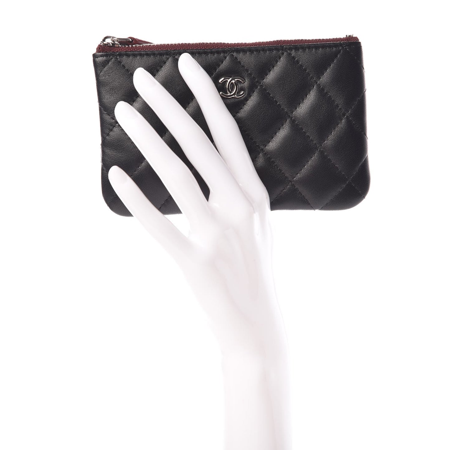 Lambskin Quilted Small Cosmetic Case Black