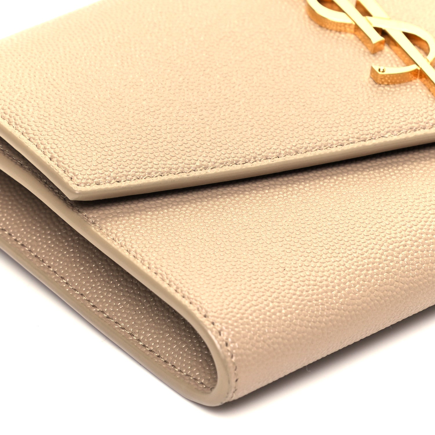 Saint Laurent Grain De Poudre Monogram Uptown Chain Wallet Nude Powder 7 of 8