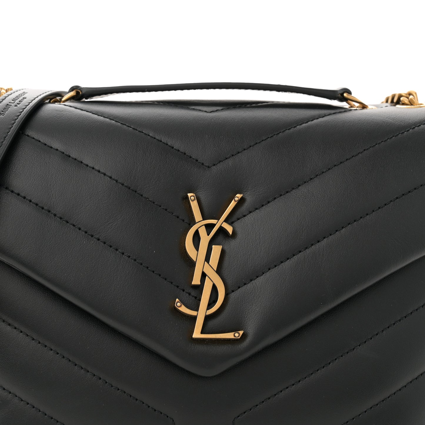 Calfskin Y Quilted Monogram Small Loulou Chain Satchel Black