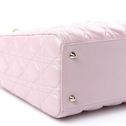 Christian Dior Pearly Lambskin Cannage Medium Lady Dior Lotus 11 of 14