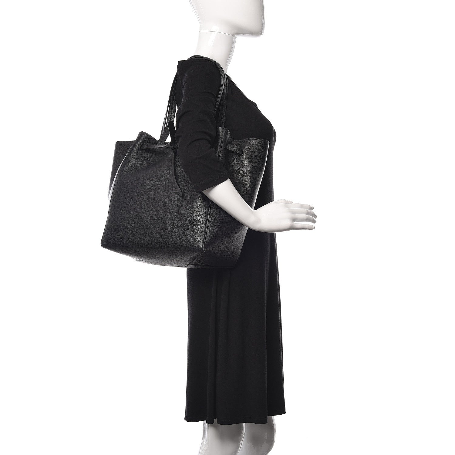 Celine Soft Grained Calfskin Small Belt Cabas Phantom Black 2 of 14