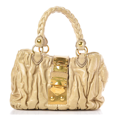 Miu Miu Vitello Lux Matelasse Tote Pomice 1 of 8