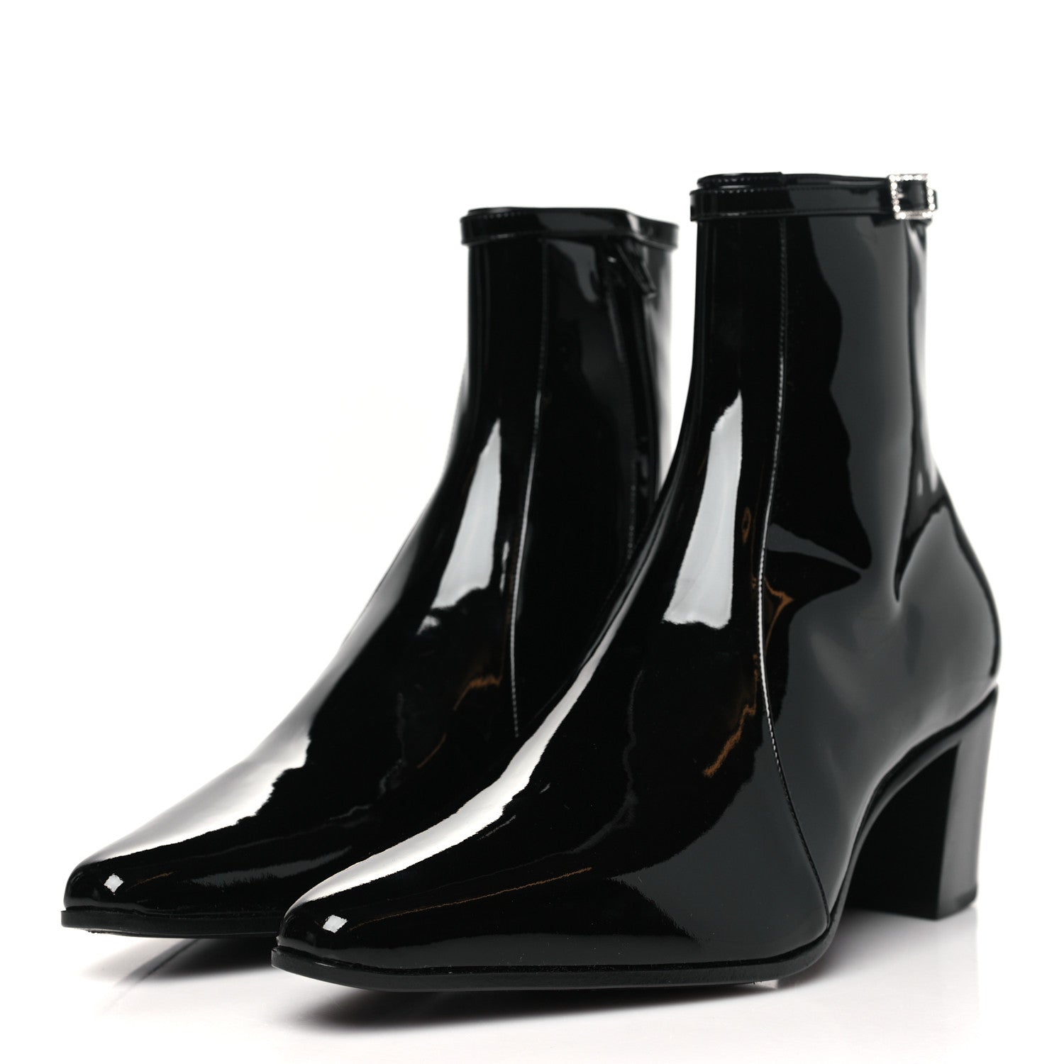 Saint Laurent Patent Arsun Ankle Booties 42 Black 4 of 9