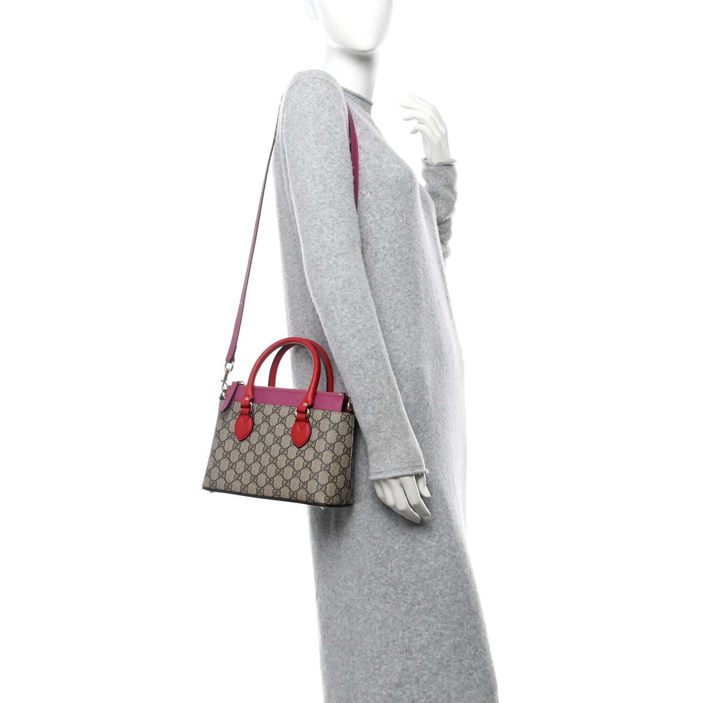 GG Supreme Monogram Mini Zip Top Tote Beige Dry Rose