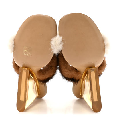 Fendi Mink Ayers Lucite Fendi First 95mm Sandals 41 Natural Brown 6 of 12