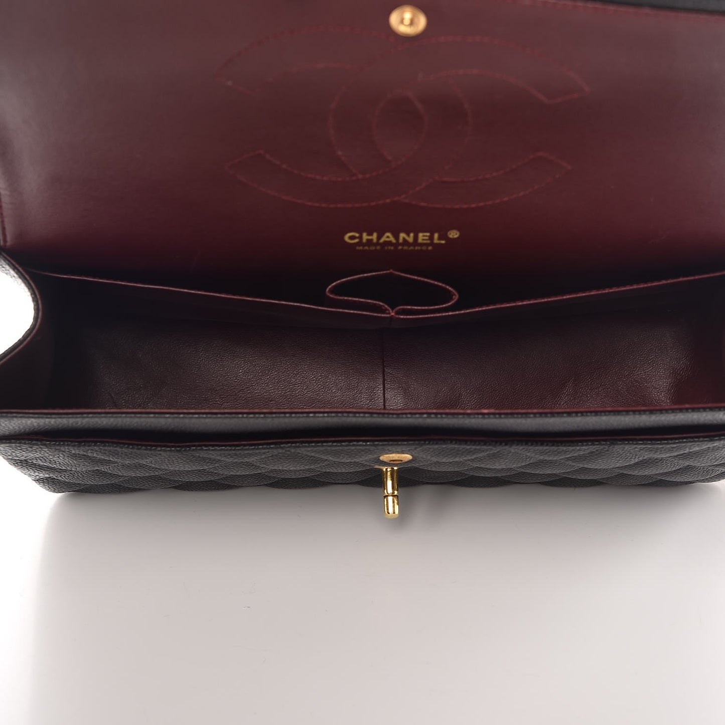 Caviar Quilted Jumbo Double Flap Black