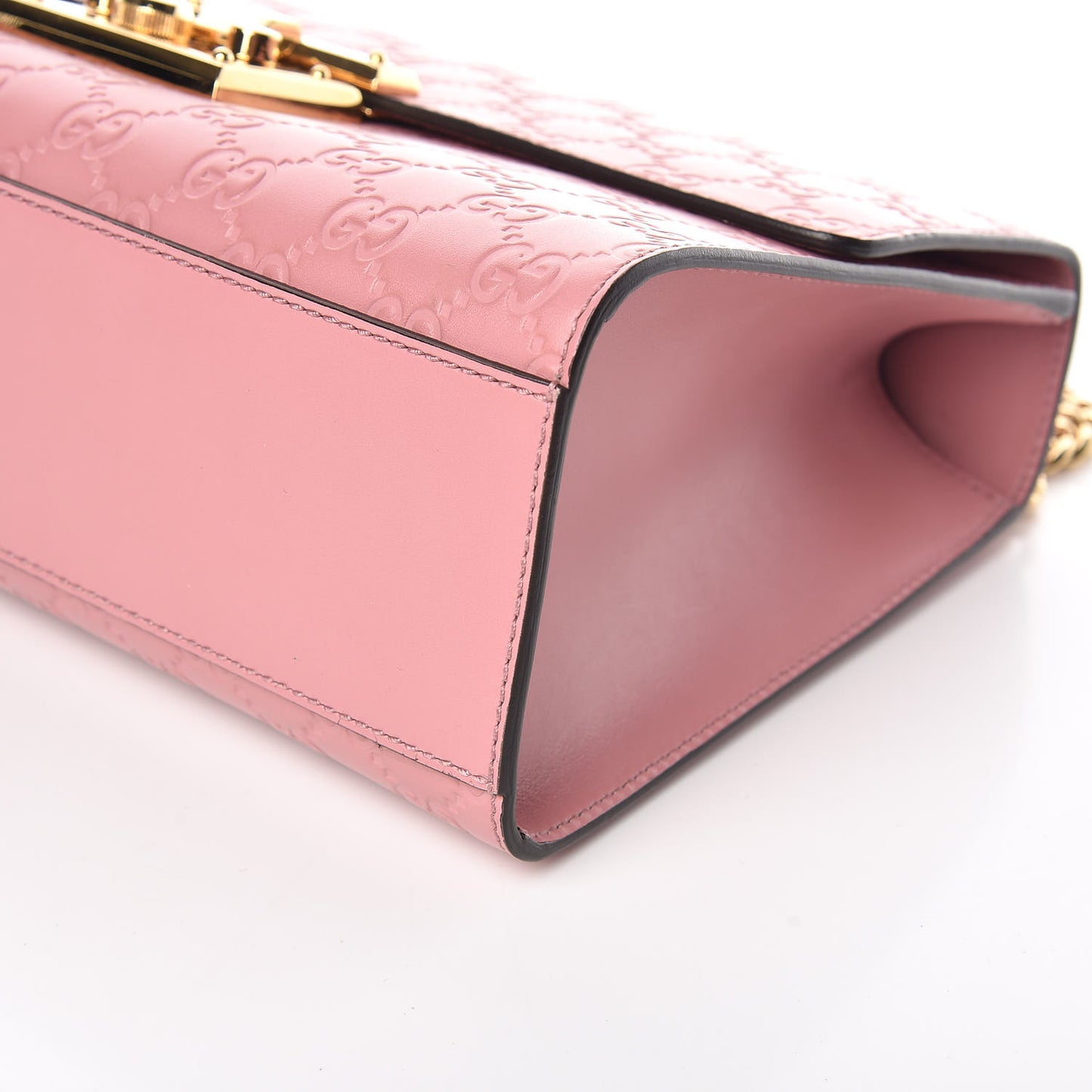 Guccissima Signature Medium Padlock Shoulder Bag Rose Baby Candy