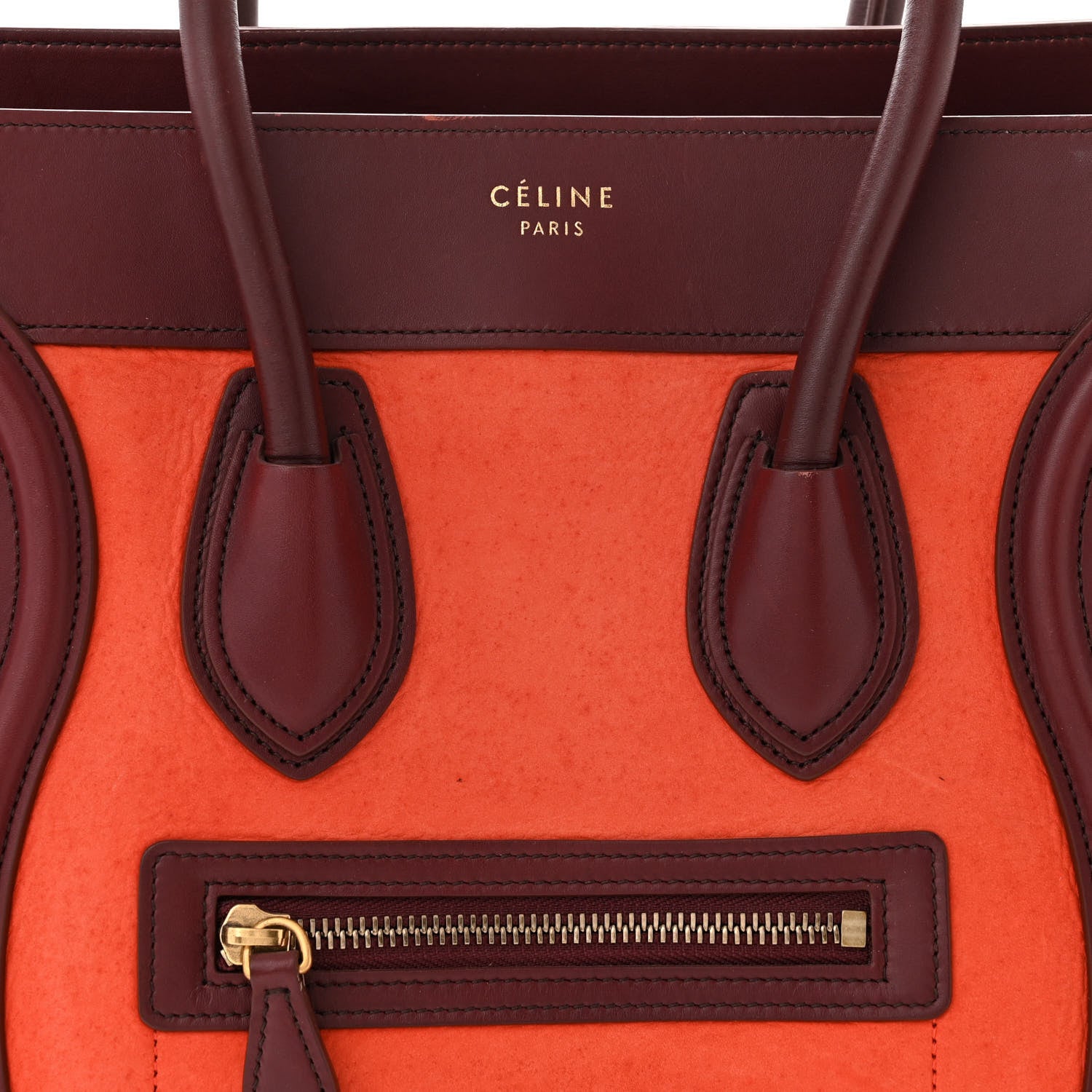 Celine Bullhide Calfskin Micro Bi-Color Luggage Vermillion 8 of 13