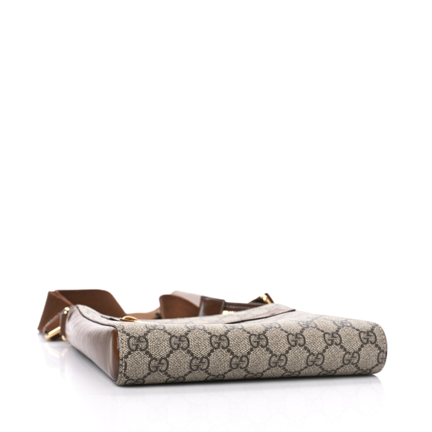 GG Supreme Monogram Azalea Calfskin Retro Interlocking G Flat Messenger Bag Beige Ebony Brown Sugar