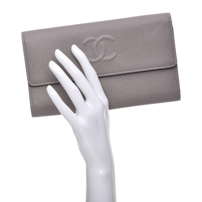 Chanel Caviar Timeless CC Large Flap Wallet Grey 2 of 9