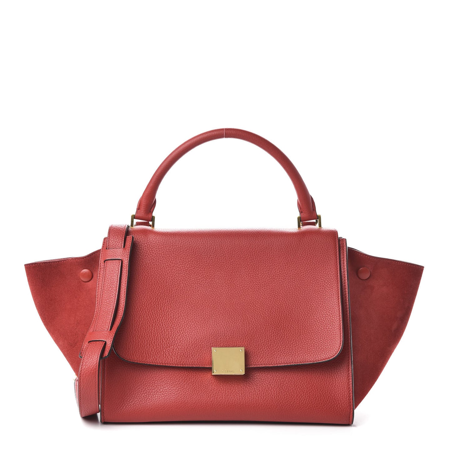 Drummed Calfskin Suede Small Trapeze Coquelicot