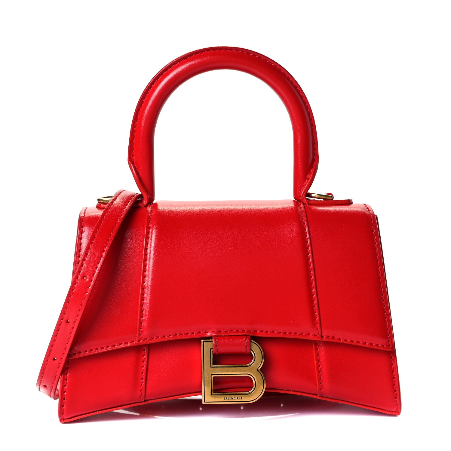 Balenciaga Shiny Box Calfskin Hourglass Top Handle Bag XS Bright Red 1 of 16