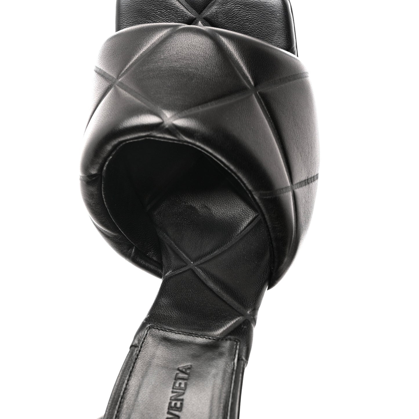 Nappa Quilted Rubber Lido Mule Sandals 40 Black