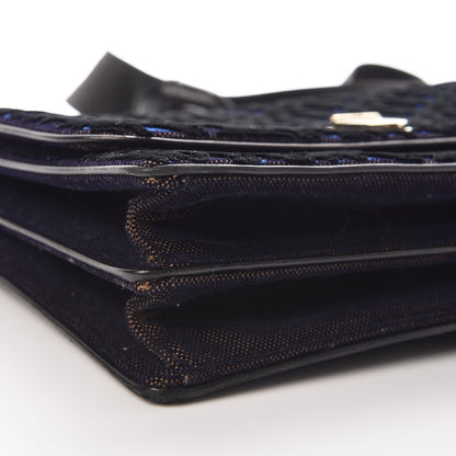 Christian Dior Velvet Monogram Diorama Satchel Plum Blue 10 of 16