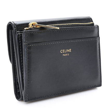 Celine Calfskin Compact Triomphe Wallet With Coin Purse Black 3 of 9