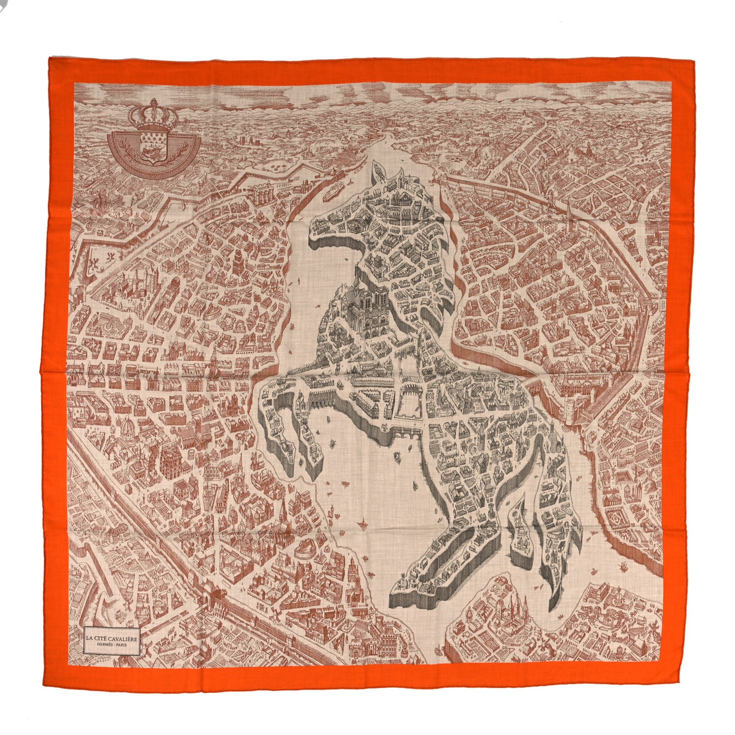 Cashmere Silk La Cite Cavaliere Shawl 140 Orange Naturel Brun