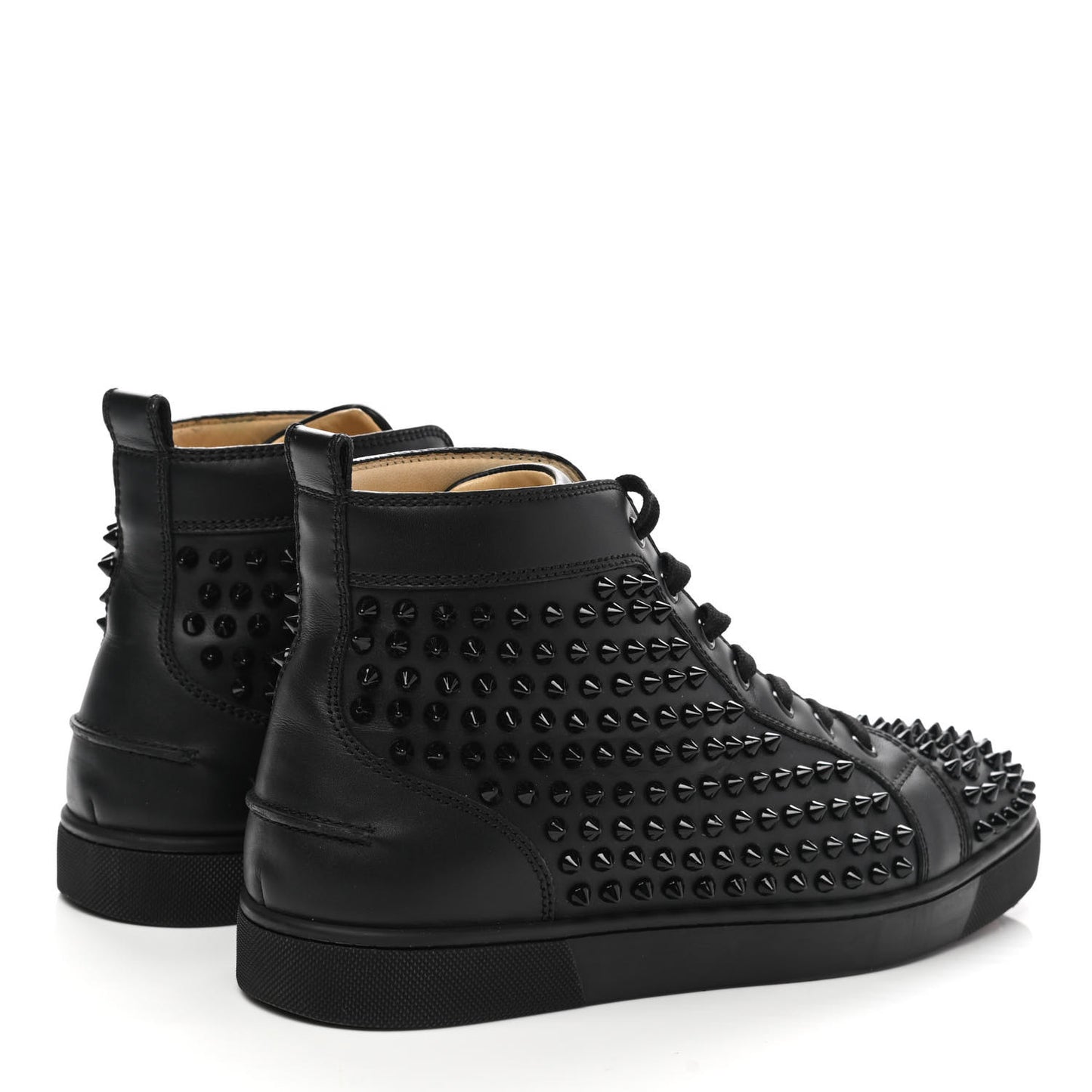 Calfskin Mens Louis Spikes Flat Sneakers 41.5 Black