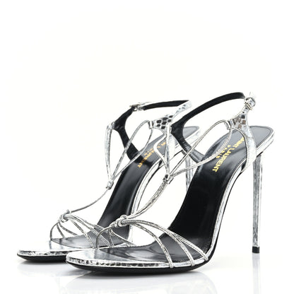 Saint Laurent Snakeskin Robbin 105 Strappy Silver 3 of 8