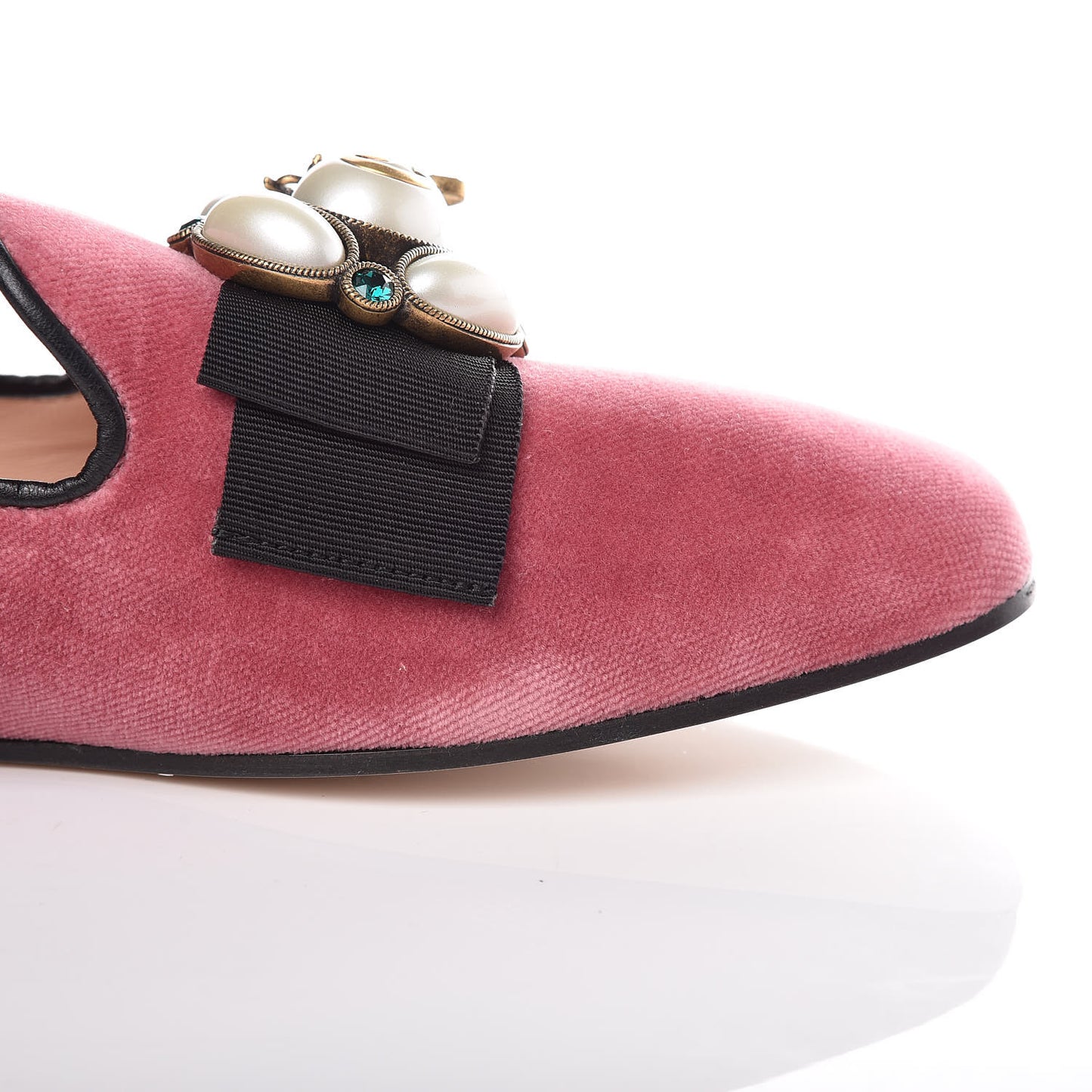 Velvet Etoile Pearl Embellished Loafers 38.5 Tibet Red
