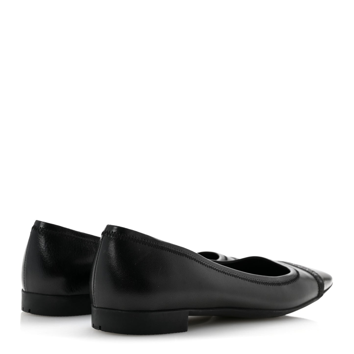 Nappa Metallic Square Toe Ballerina Flats 35.5 Black