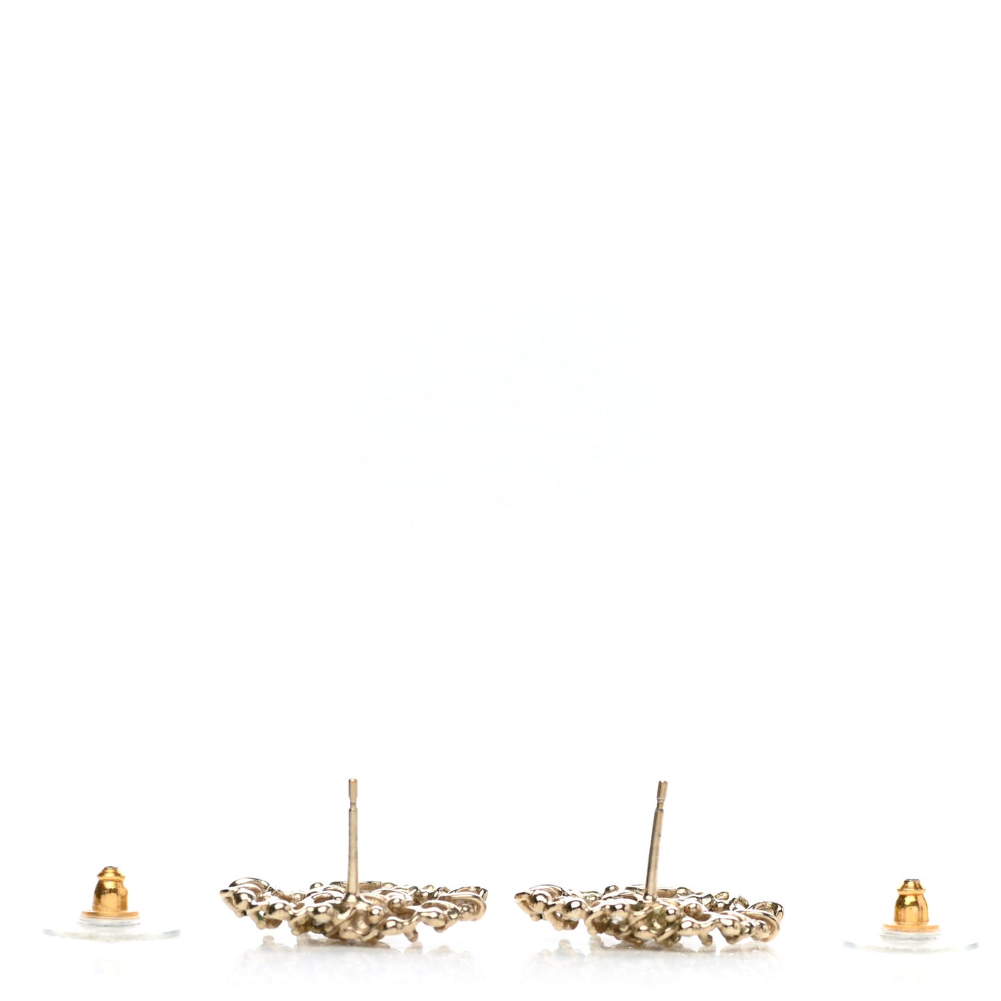 Crystal Chain Link CC Earrings Gold