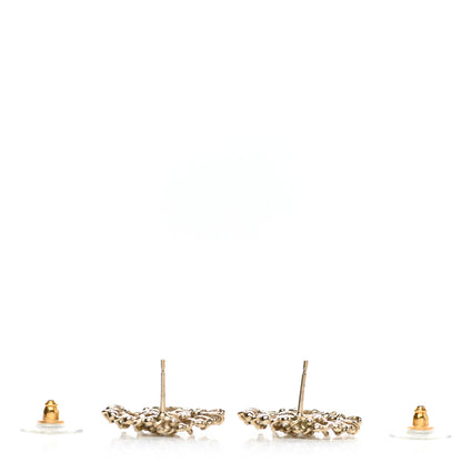 Chanel Crystal Chain Link CC Earrings Gold 3 of 5