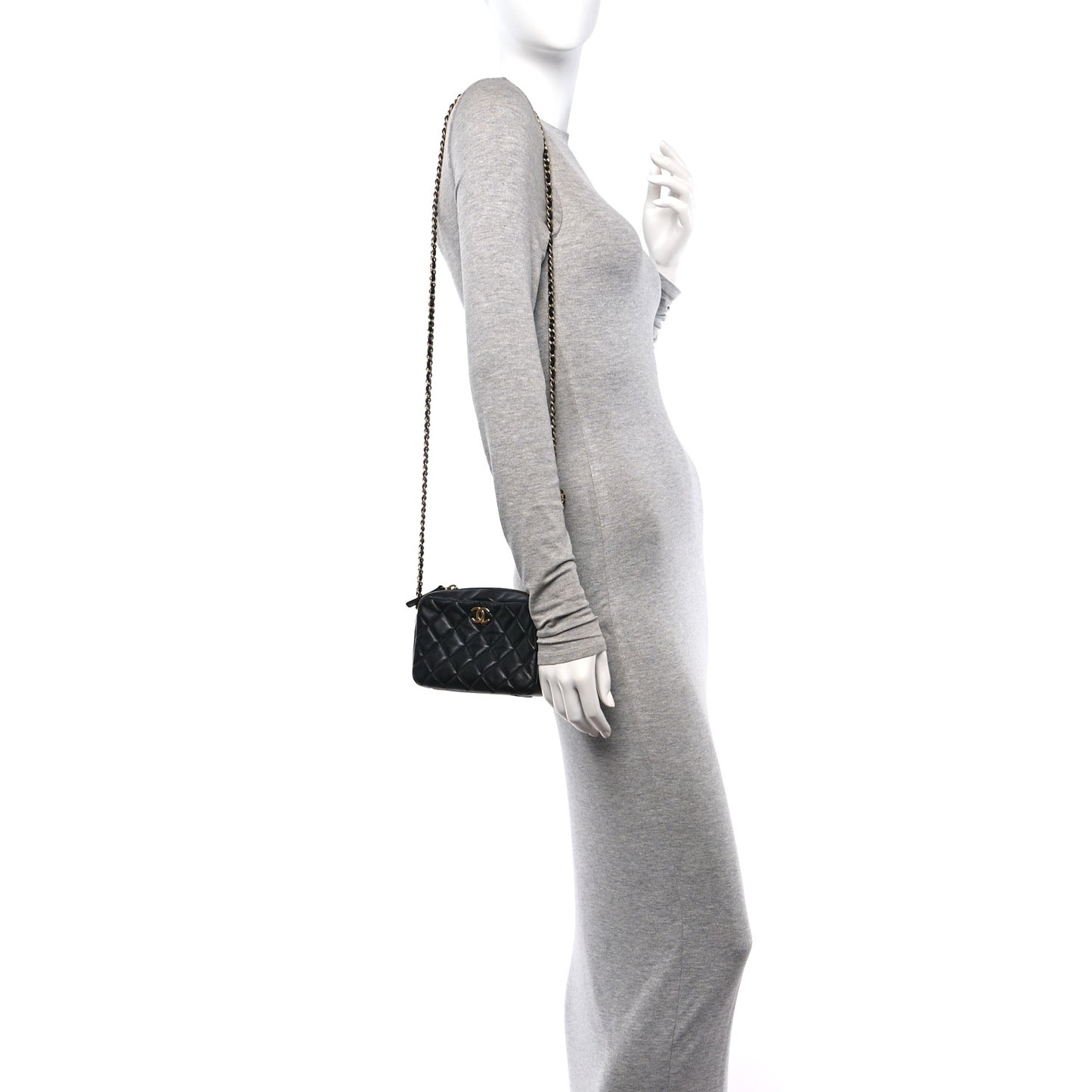 Lambskin Quilted CC Pearl Crush Camera Case Black