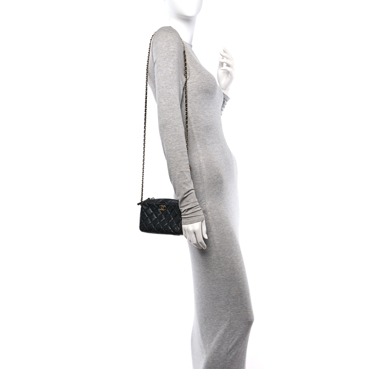 Chanel Lambskin Quilted CC Pearl Crush Camera Case Black 2 of 10