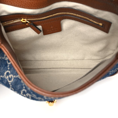 Gucci New Denim GG Monogram Calfskin Small Jackie 1961 Hobo Blue Tea Cuir 5 of 10