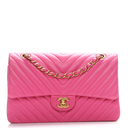 Chanel Lambskin Chevron Quilted Medium Double Flap Pink 1 of 9